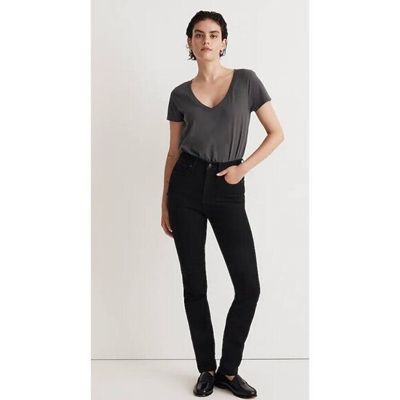 Madewell $138 Tall Stovepipe Jeans Black Wash RInse Size T25 NM778